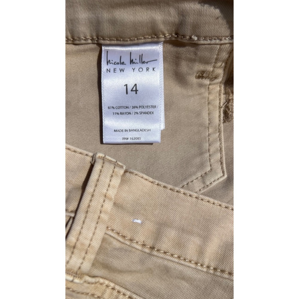 Nicole Miller New York Soho High Rise Boot Cut Pants Tan Khaki Size 14 NWT - Picture 3 of 7